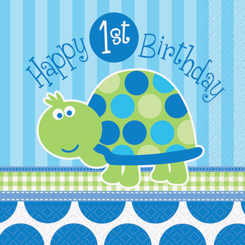 Party Balloon 1st Birthday Turtle Napkin 