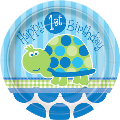 Party Balloon 7" First Birthday Turtle Plates