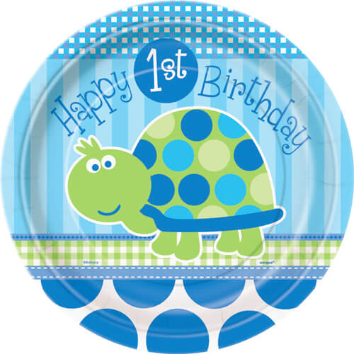 Party Balloon 9" First Birthday Turtle Plates