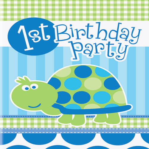 Party Balloon 1st Birthday Turtle Invites