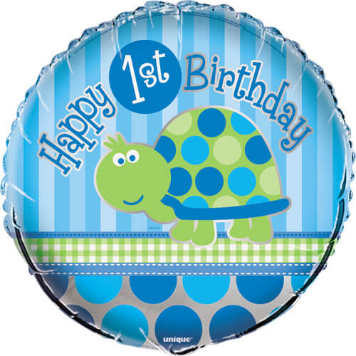Party Balloons 18" 1st Birthday Turtel Foil  Foil Balloon