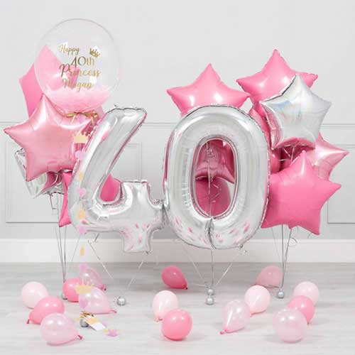 Personalised 40th Birthday Bubble Balloon Bouquet
