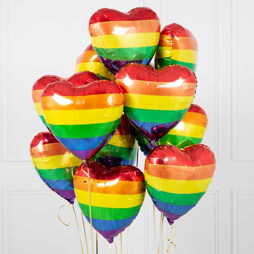 40th Birthday Rainbow Heart Shape Balloon Bouquet