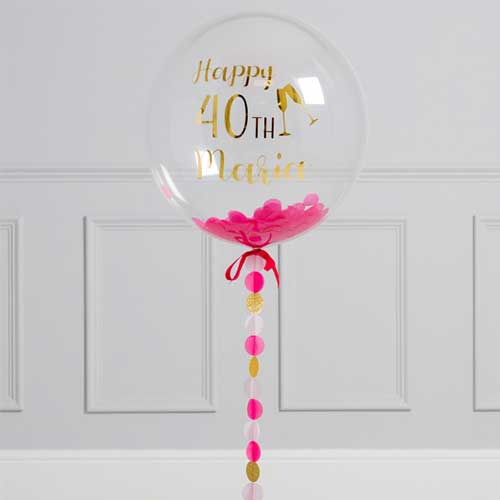 40th Birthday Party Personalized Pink Bubble Helium Balloon