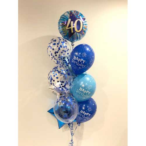 Party Balloons Blue Confetti 40th Birthday Balloon Bouquet