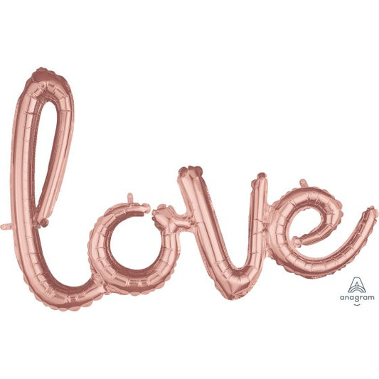 Air-Filled Rose Gold Cursive Letter Balloon Banner 31"