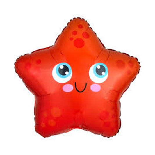 STARFISH SHAPE RED FOIL BALLOON 