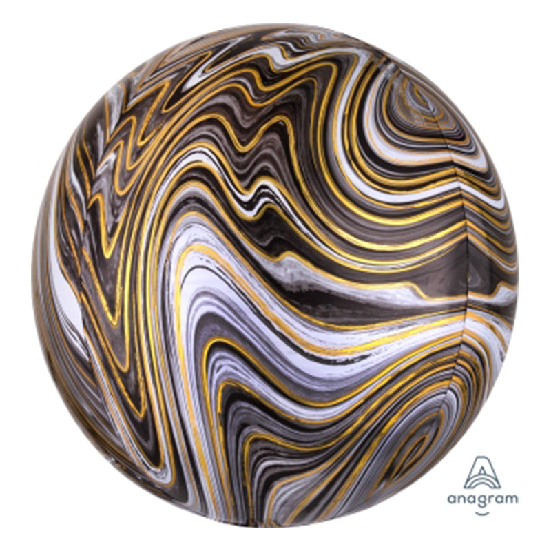 ORBZ-Black Marblez 15-inch Foil Balloon, Multi-Colour
