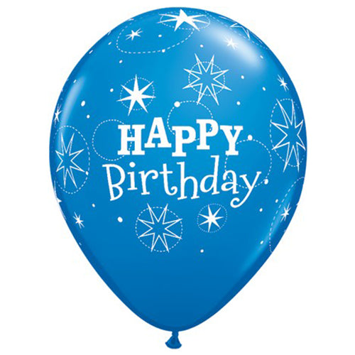 Party Balloon 11" Bday Sparkle Ltx - Db/R Egg