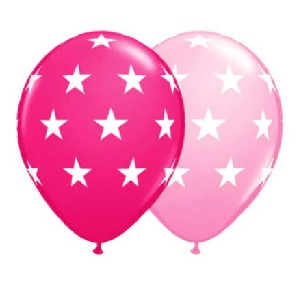Party  Balloon 11" Pink &amp; Berry Star Round Latex Balloon-50CT