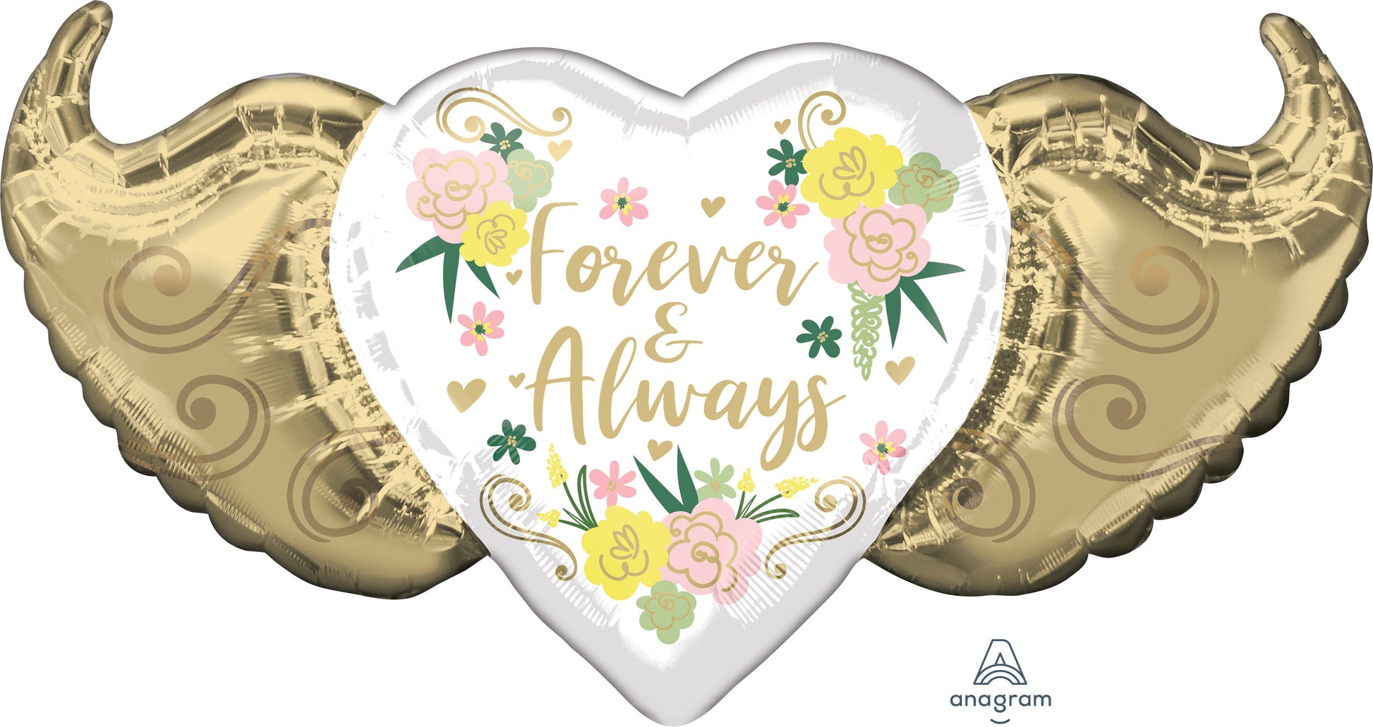 Forever & Always Floral Winged Heart 39"