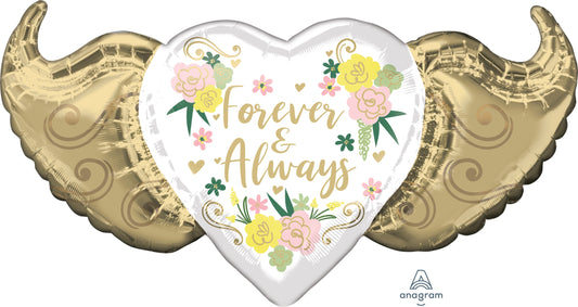 Forever & Always Floral Winged Heart 39"