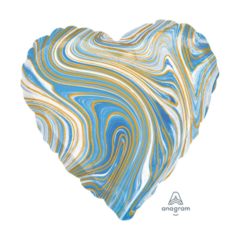 MARBLEZ BLUE HEART 18"  SHAPE FOIL BALLOON 