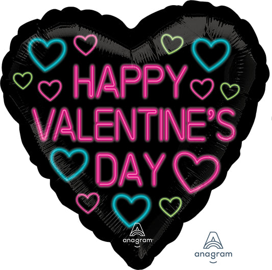 Happy Valentine Day Black Heart 18" 