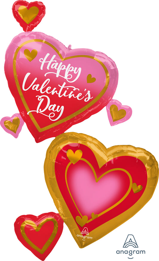 Happy Valentine Day Pink gold Heart 58" 