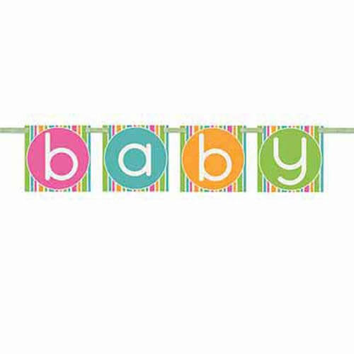 Party Balloons Pastel Baby Shower Banner 