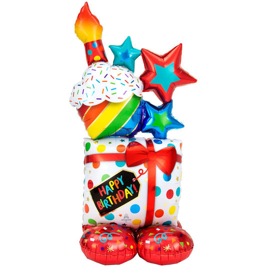 AirLoonz Stacked Birthday Icons Balloon, 55" Foil Balloon 
