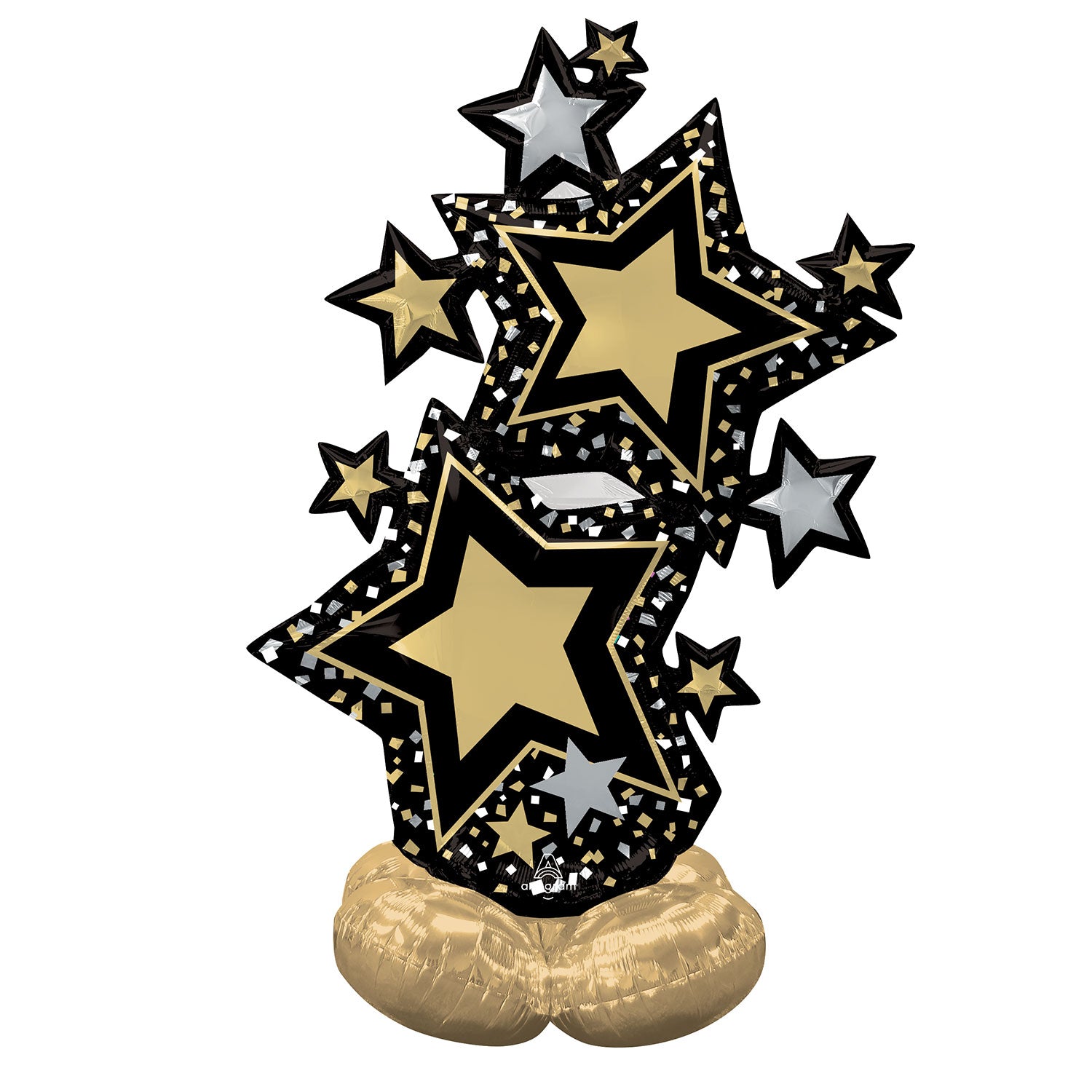 AirLoonz Black & Gold Star Cluster Balloon, 59in