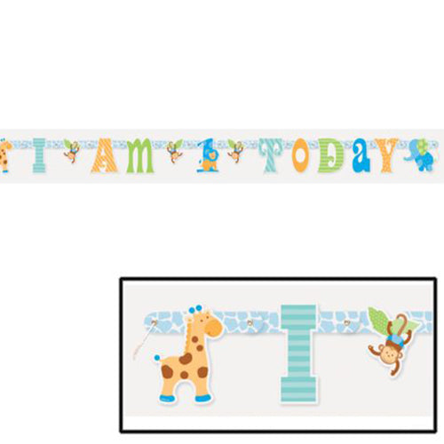 Party Balloon Blue Safri Large  Banner 12 Feet