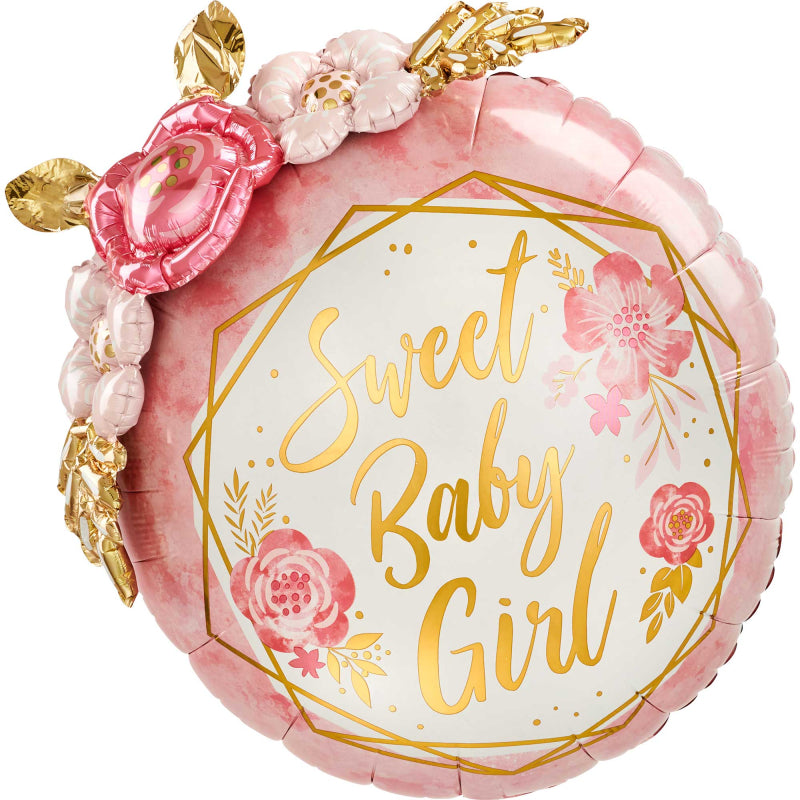 Sweet Baby Girl Floral 27" Foil Balloon 
