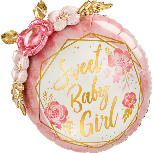 Sweet Baby Girl Floral 27" Foil Balloon 