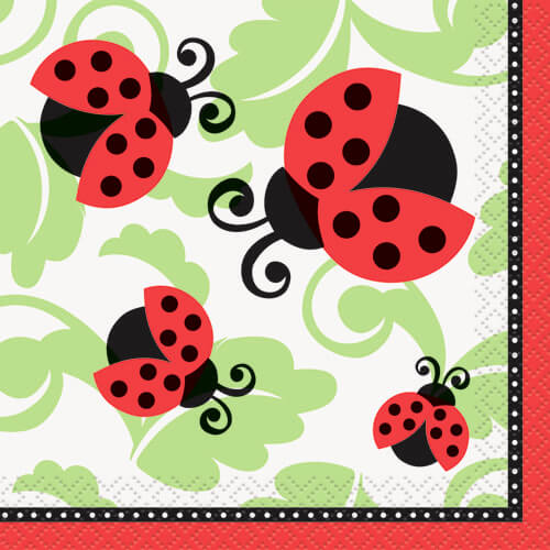 Party Balloon Lively Ladybugs Bevrage Napkins 