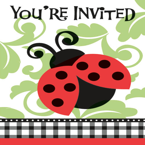 Lively Ladybugs Invitations 8 Ct