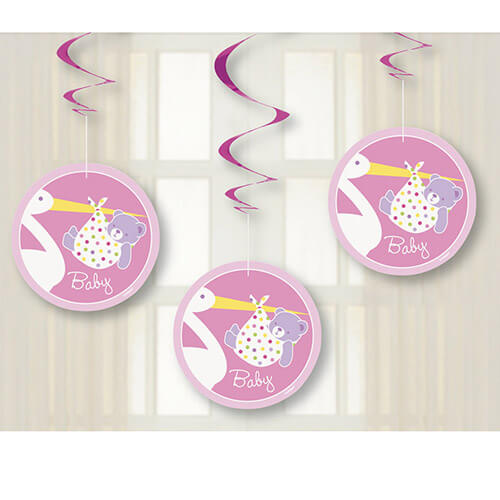 Party Balloons Baby Girl Strok Hang Swirl
