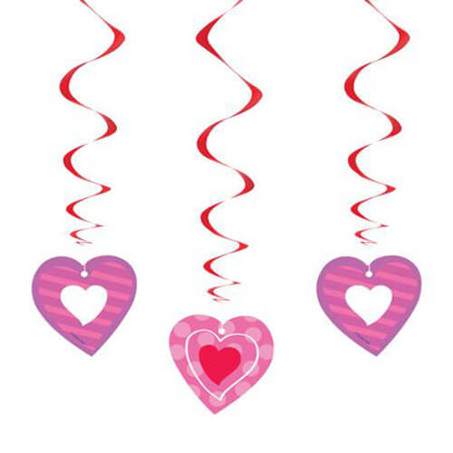 Party Balloons Heart Valentine Hanging Swirl