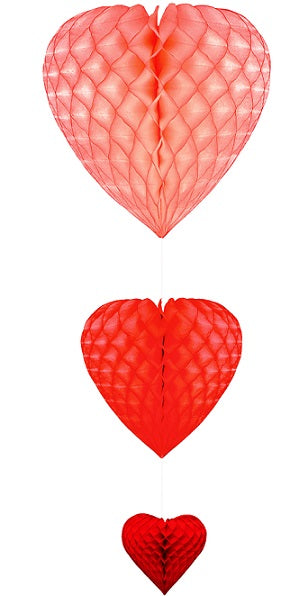 Party Balloons Tripple Heart Set Honeycomb Decoration 90 Centimeter
