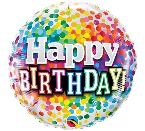 Party Balloon 18" Birthday Rainbow Confetti Foil Balloon