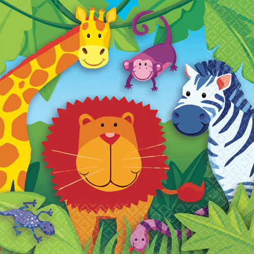 Beverage Napkins Jungle Animals Party