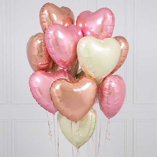 50th birthday pink and rose gold balloons bunch 