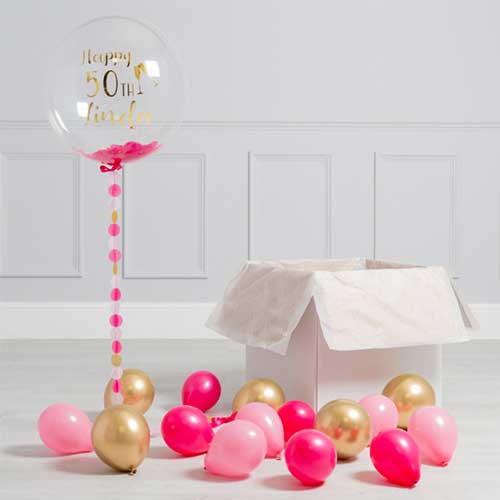 50th Birthday Party Personalized Bubble With Small Balloons