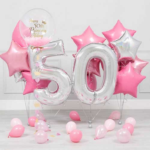Personalised 50th Birthday Bubble Balloon Bouquet