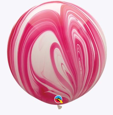 Party Balloon 3FT Red & WHite Supergate Latex Balloons -2CT