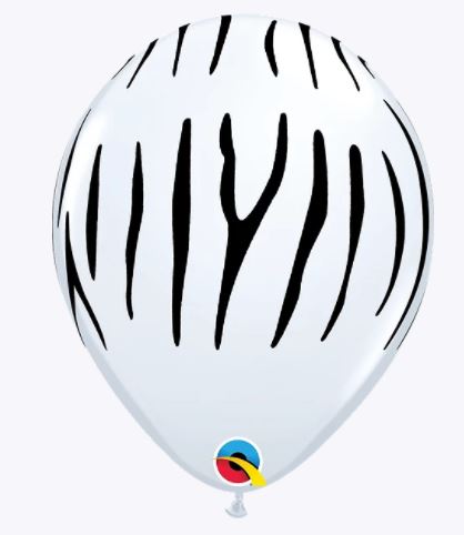 Party Balloon 11" Zebra Stripes Latex Balloon-50CT