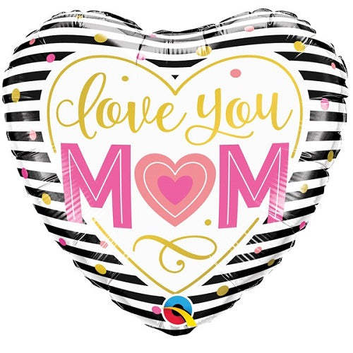 Love You Mom White Heart 18" Foil Balloon 