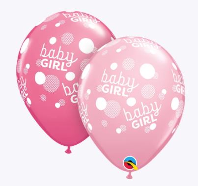 Party Balloon 11 Inch  Baby Girls Pink Dots Balloons - 50CT