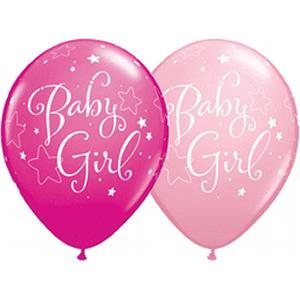 Baby Girl Stars  Latex 11" Balloons  