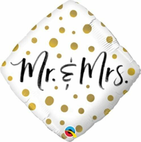Balloons Party Celebrate 18" Mr And Mrs Gold Dots - Pkg