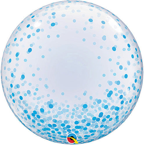 Party Balloon  Blue confetti 24"  Bubble Balloon 