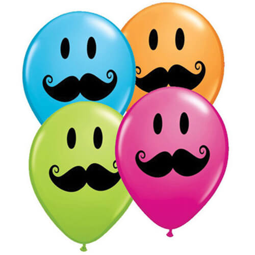 Party Balloon Smile Face Mustache Helium Balloons Bunch