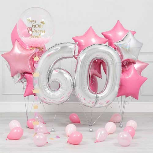 Personalised 60th Birthday Bubble Balloon Bouquet