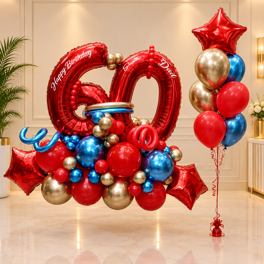 60th Birthday Balloons Stacks