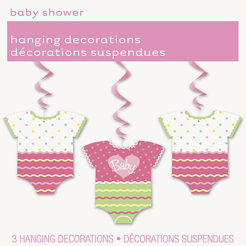 Party Balloons 3 Pink Dots Hanging Swirl