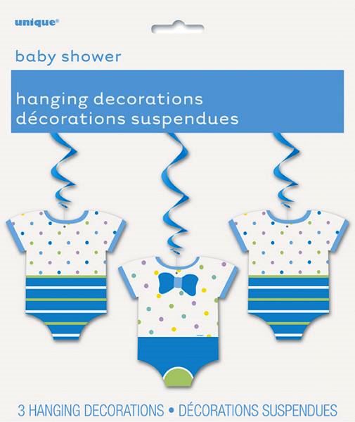 Party Balloons Blue Dots Hanging Swirl