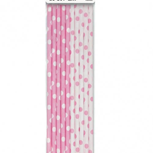 Party Balloons Lovely Pink Dot Paper Straw
