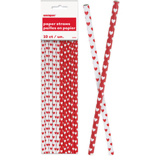 Party Balloons 10 Hearts Paper Straws