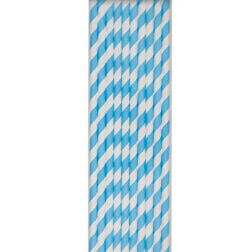 Party Balloons 10 Powder Blue Stripe Paper Straw